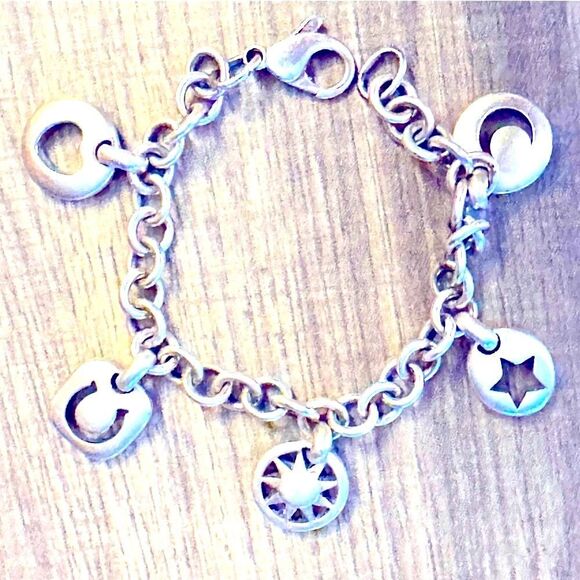 TIFFANY & CO Silver Charm MOON,STAR, SUN, HORSESHOE CHARM Bracelet - Picture 1 of 11